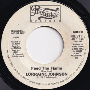 Lorraine Johnson - Feed The Flame (Stereo) / (Mono) (7 inch Record / Used)