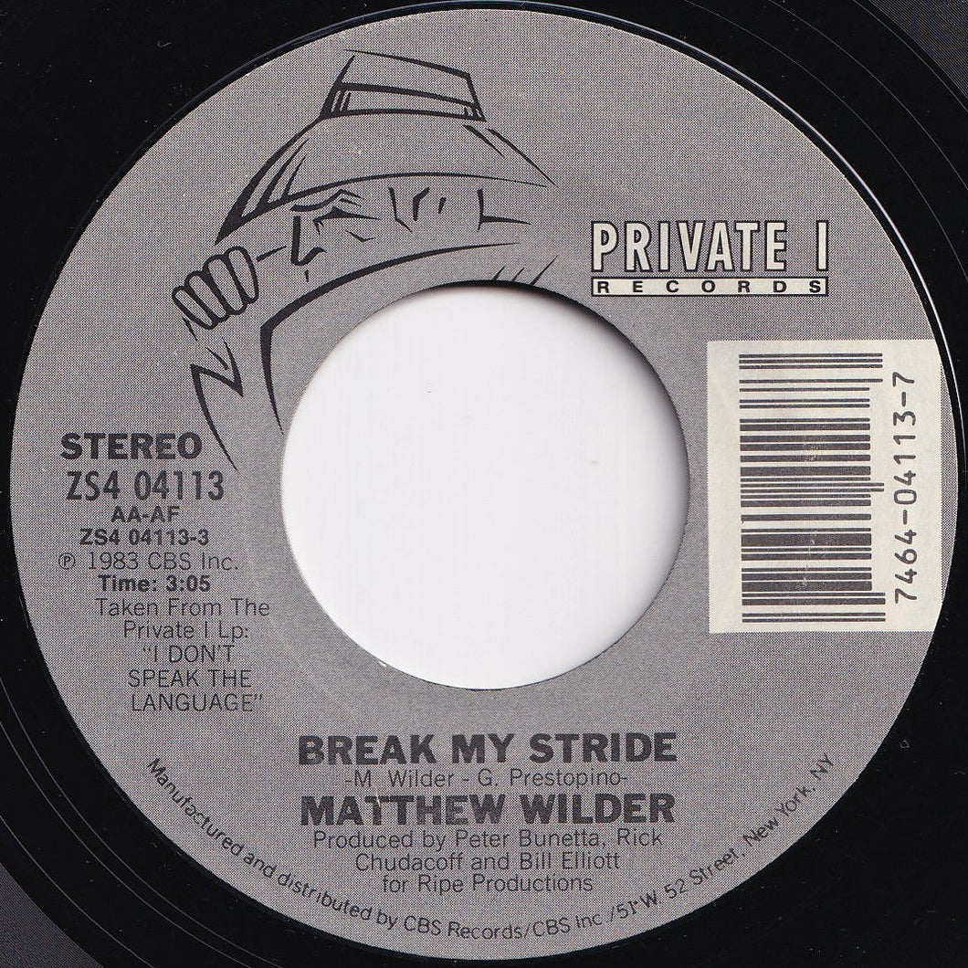 Matthew Wilder - Break My Stride / (Instrumental) (7 inch Record / Used)