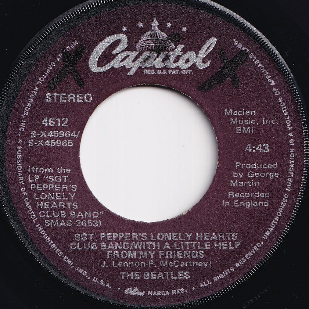 Beatles - Sgt. Pepper's Lonely Hearts Club Band - With A Little Help From My Friends / A Day In The Life (7 inch Record / Used)