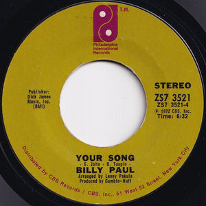 Billy Paul - Me And Mrs. Jones / Your Song (7 inch Record / Used)