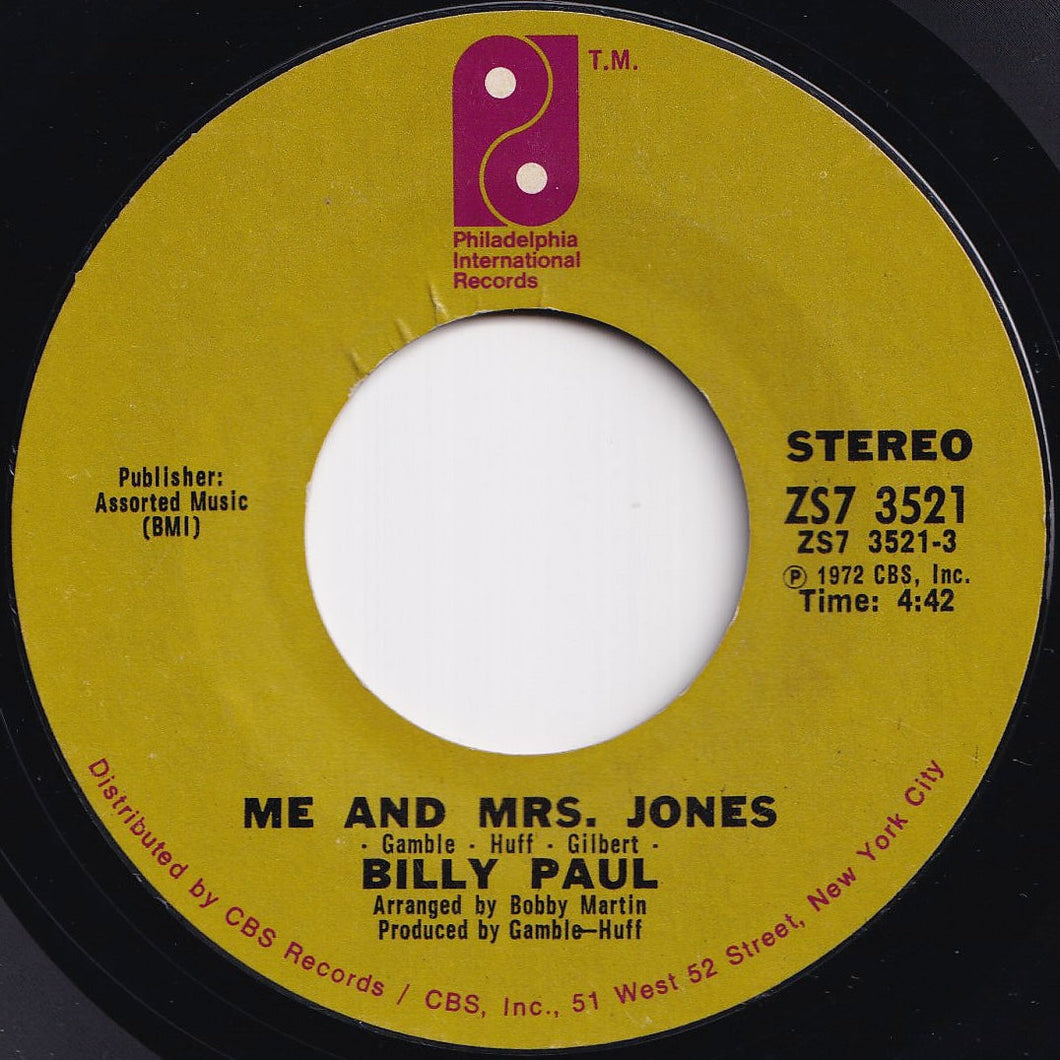 Billy Paul - Me And Mrs. Jones / Your Song (7 inch Record / Used)