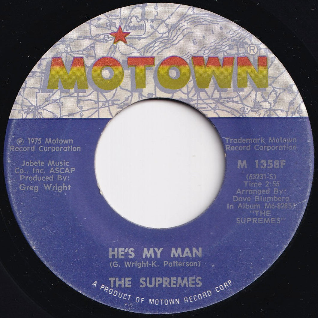 Supremes - He's My Man / Give Out, But Don't Cry Up (7 inch Record / Used)