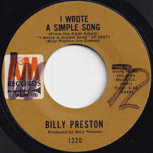 Billy Preston - Outa-Space / I Wrote A Simple Song (7 inch Record / Used)