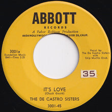 Load image into Gallery viewer, De Castro Sisters - It&#39;s Love / Teach Me Tonight (7 inch Record / Used)
