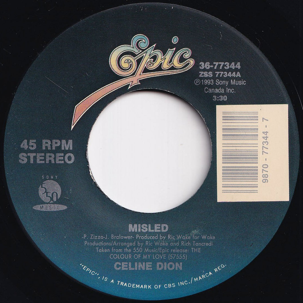 Celine Dion - Misled / Real Emotion (7 inch Record / Used)
