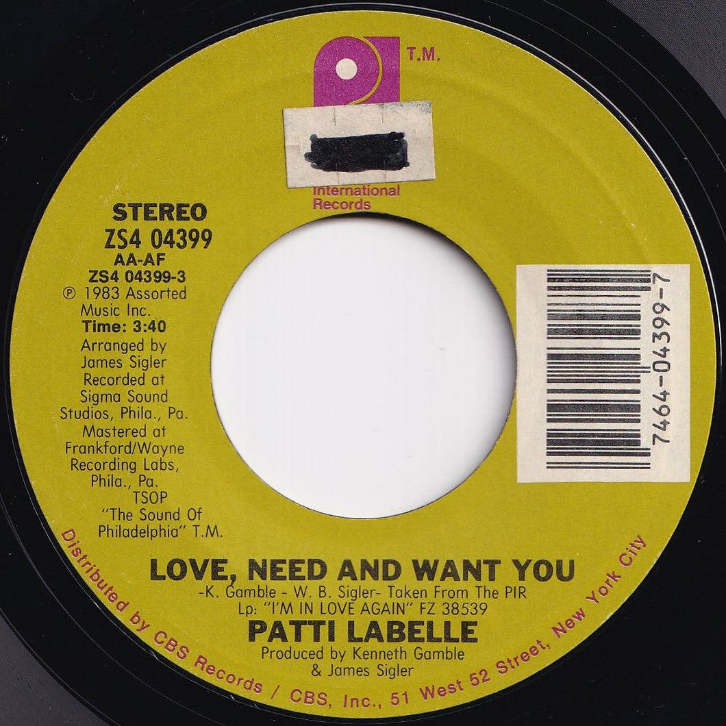 Patti LaBelle - Love, Need And Want You / I'm In Love Again (7 inch Record / Used)