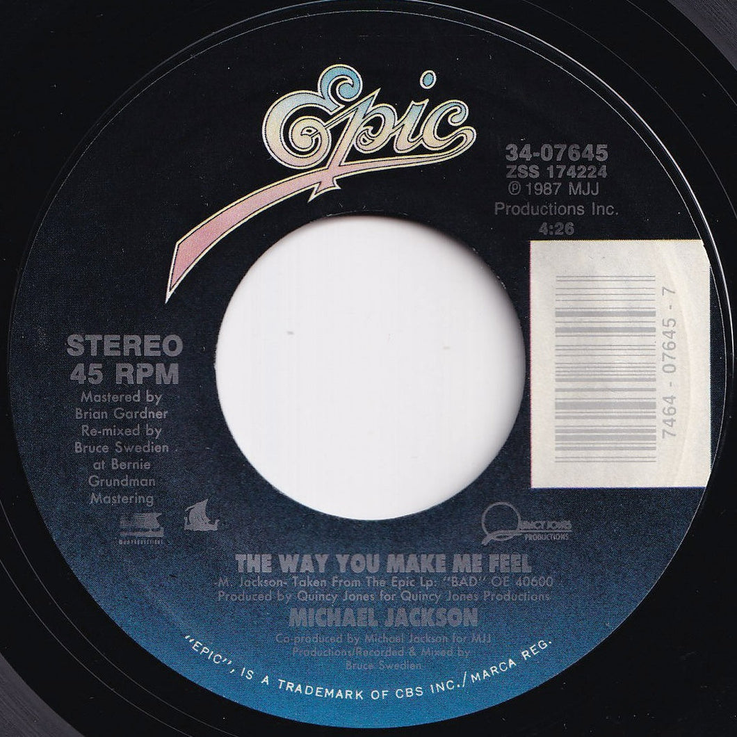 Michael Jackson - The Way You Make Me Feel / (Instrumental) (7 inch Record / Used)