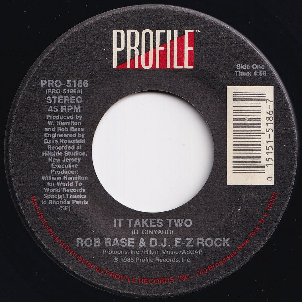 Rob Base & D.J. E-Z Rock - It Takes Two / (Instrumental) (7 inch Record / Used)