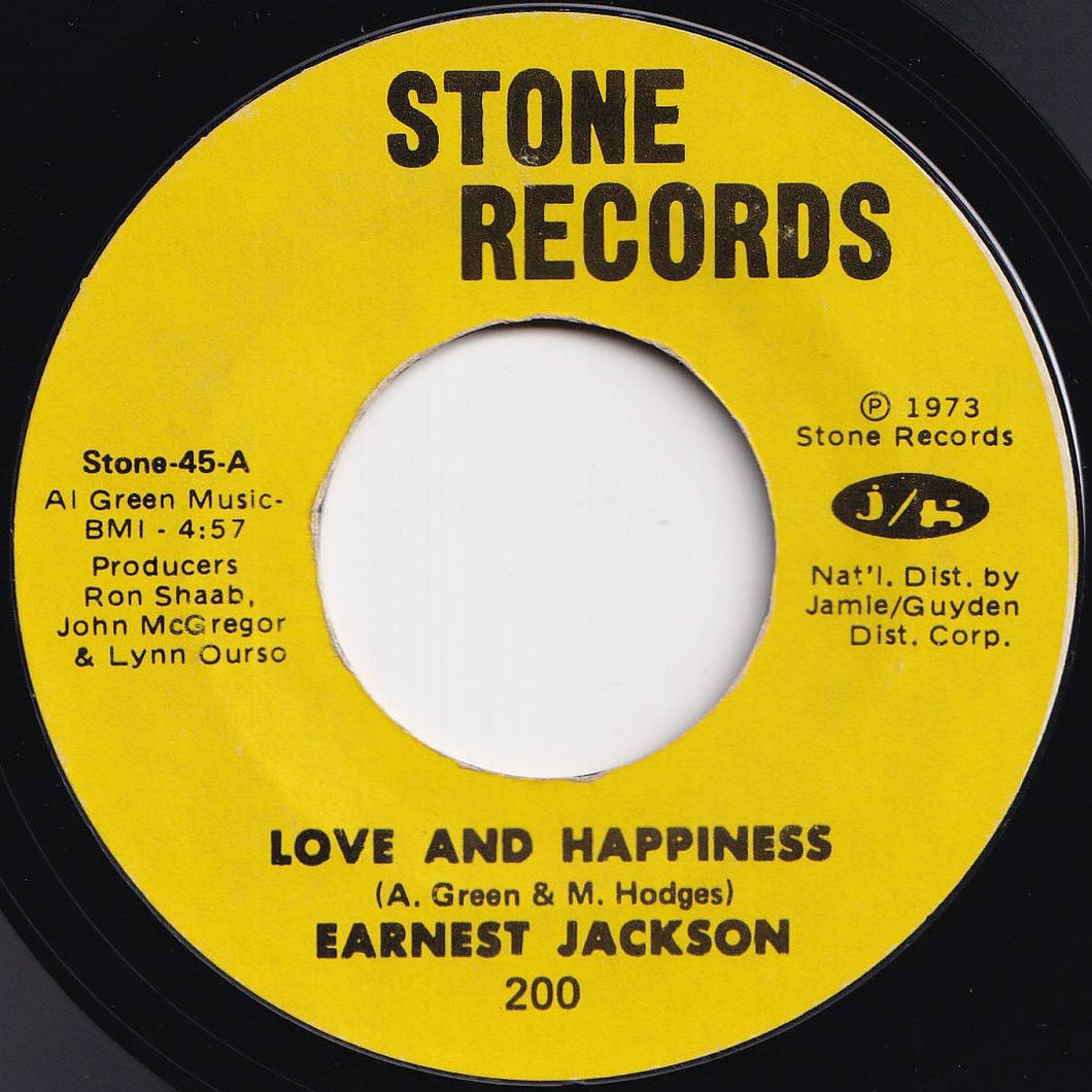 Earnest Jackson - Love And Happiness / Hogwash (7 inch Record / Used)