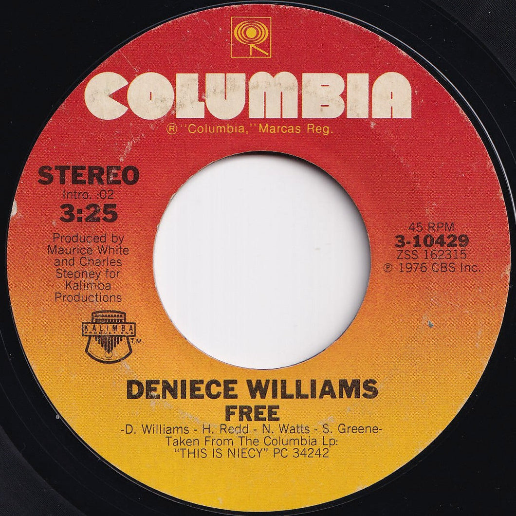 Deniece Williams - Free / Cause You Love Me Baby (7 inch Record / Used)