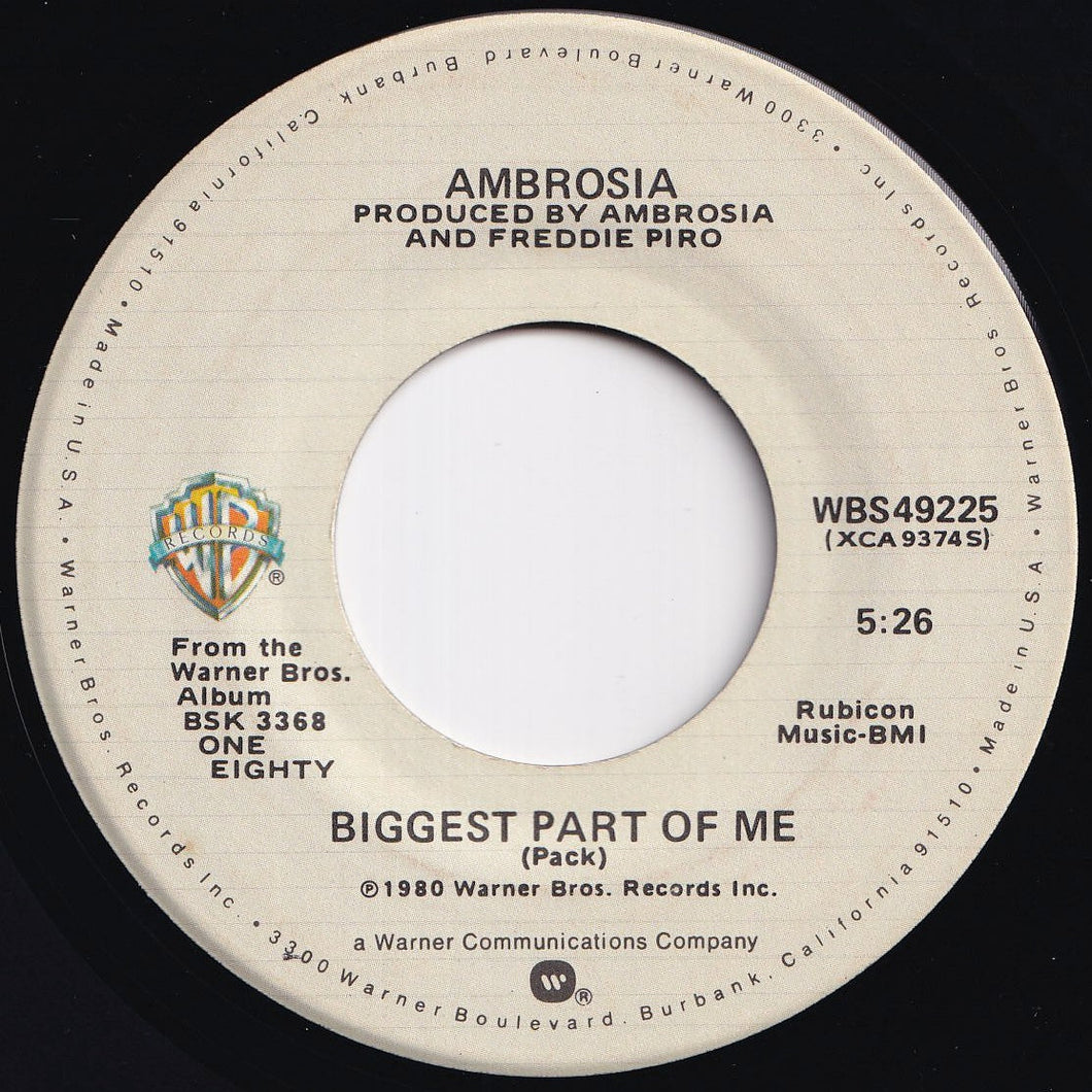 Ambrosia - Biggest Part Of Me / Livin' On My Own (7 inch Record / Used)