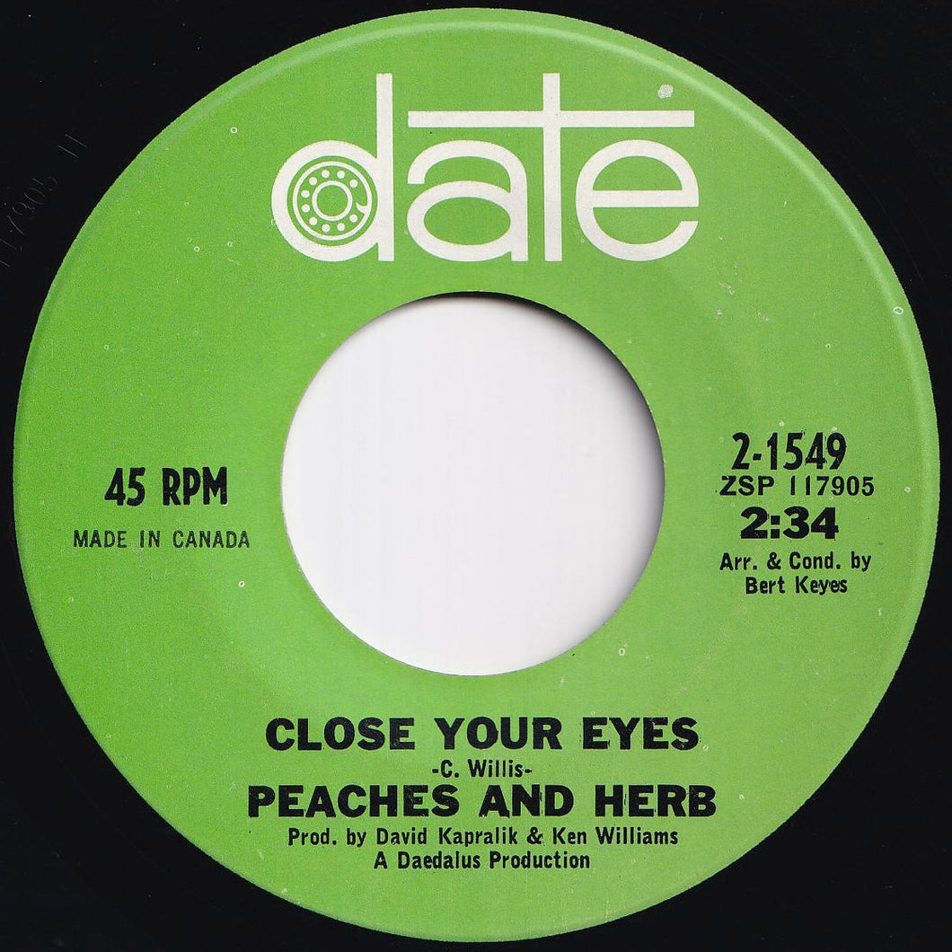 Peaches And Herb - Close Your Eyes / I Will Watch Over You (7 inch Record / Used)