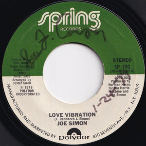 Joe Simon - Love Vibration / (Disco Version) (7 inch Record / Used)