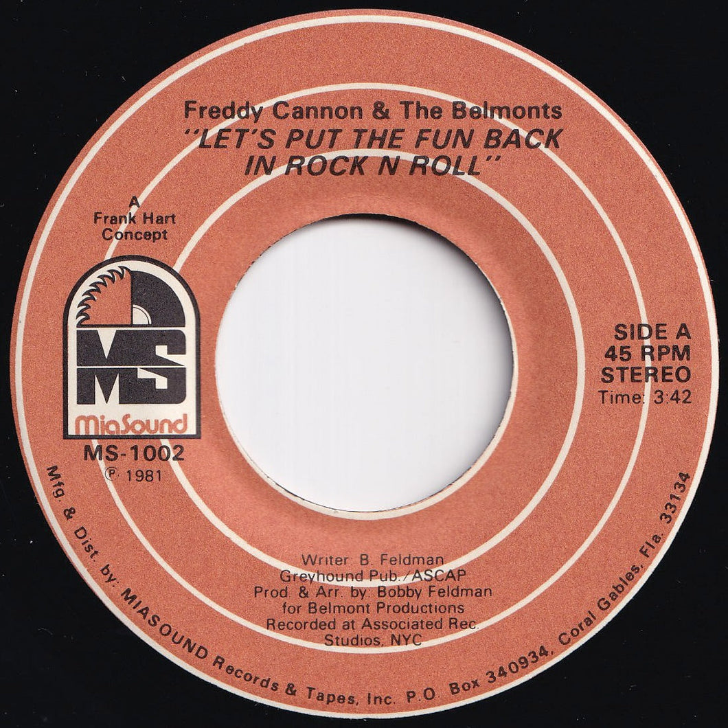 Freddy Cannon, Belmonts - Let's Put The Fun Back In Rock N Roll / Your Mama Ain't Always Right (7 inch Record / Used)