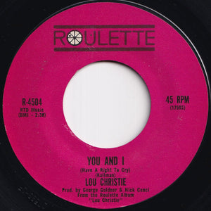 Lou Christie - How Many Teardrops / You And I (Have A Right To Cry) (7 inch Record / Used)