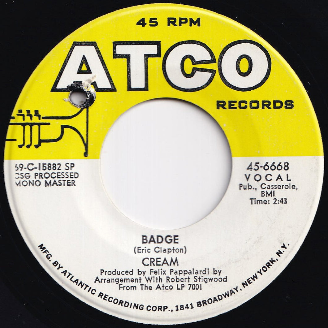 Cream - Badge / What A Bringdown (7 inch Record / Used)