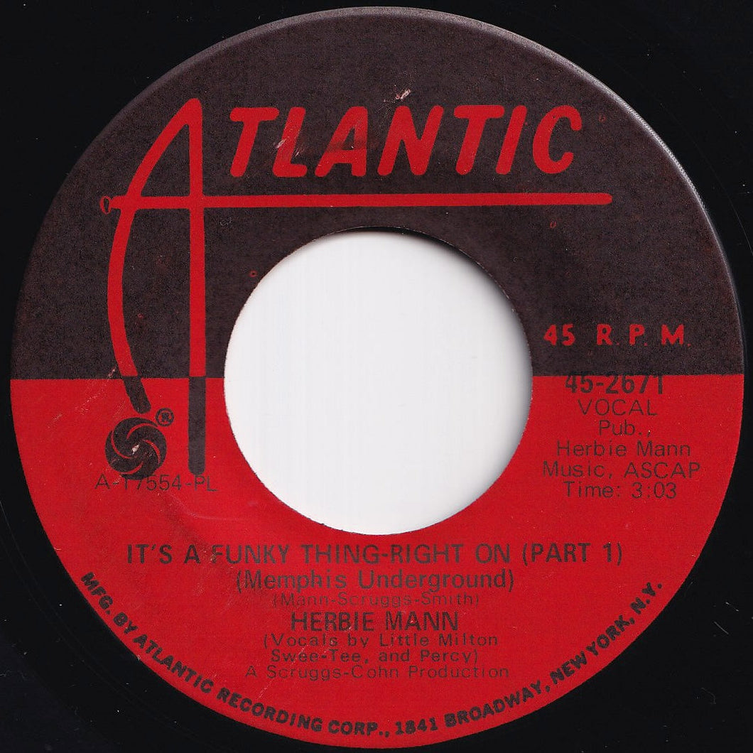 Herbie Mann - It's A Funky Thing - Right On (Part 1) / (Part 2) (7 inch Record / Used)