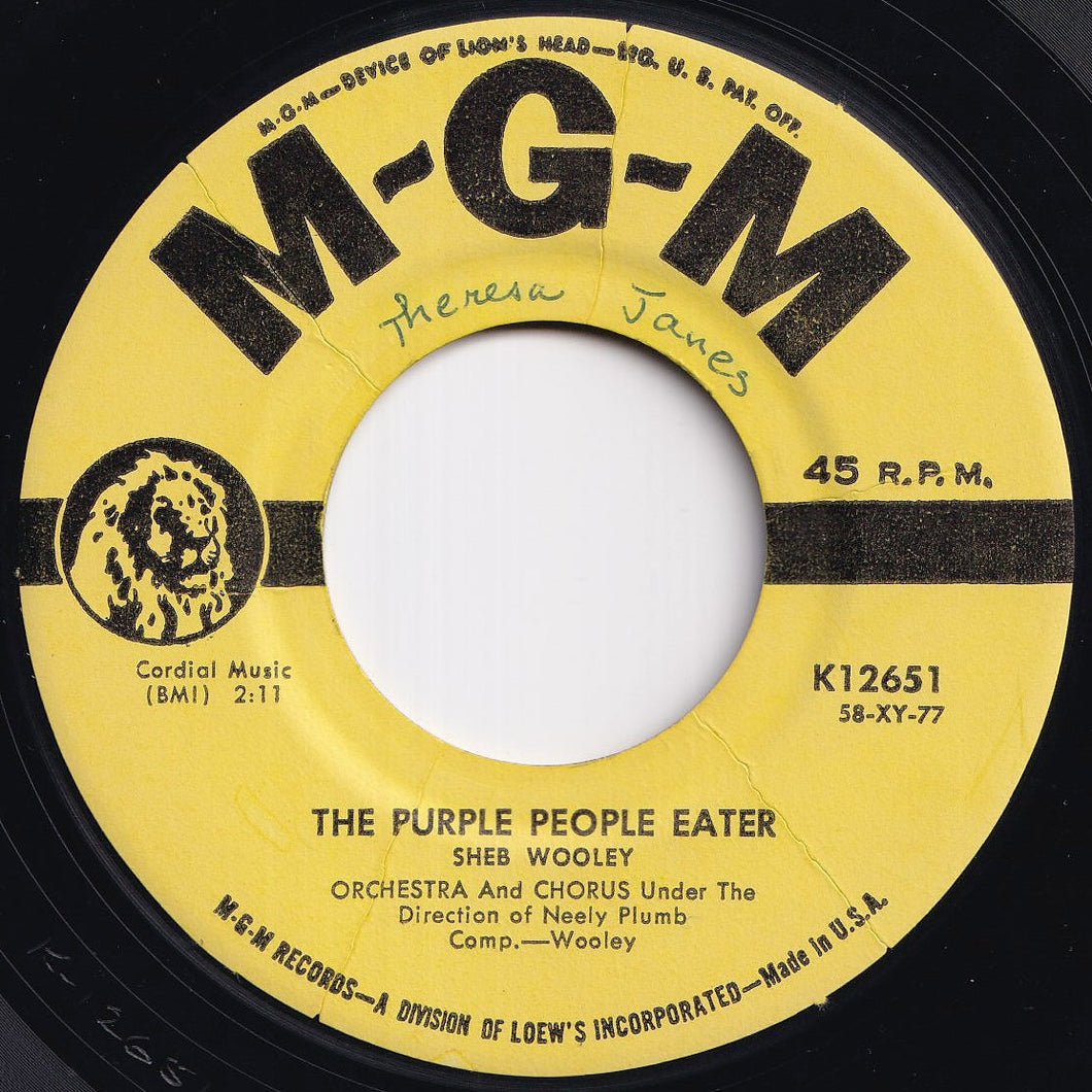 Sheb Wooley - The Purple People Eater / I Can't Believe You're Mine (7 inch Record / Used)