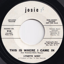 画像をギャラリービューアに読み込む, Lynette West - This Is Where I Came In (7 inch Record / Used)
