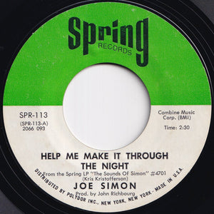 Joe Simon - Help Me Make It Through The Night / To Lay Down Beside You (7 inch Record / Used)