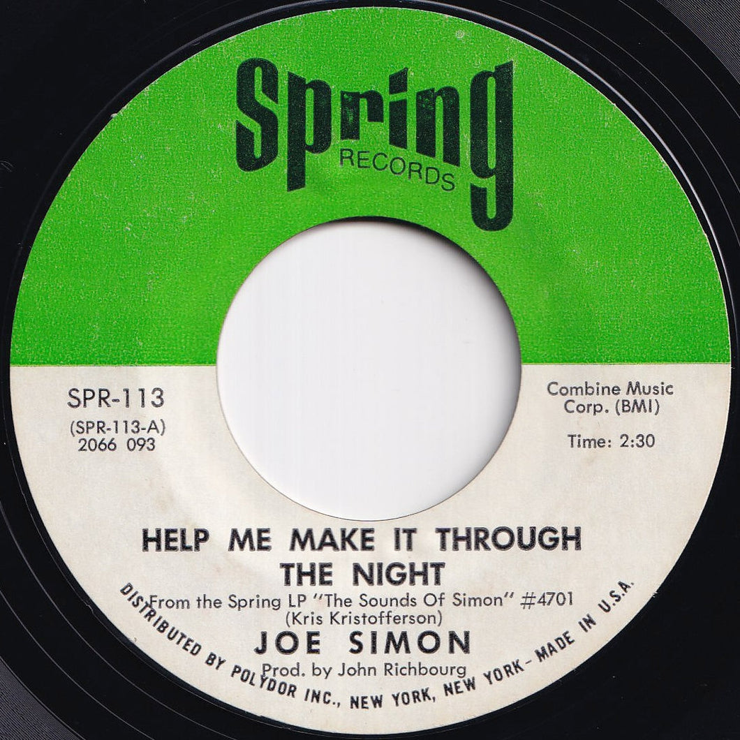 Joe Simon - Help Me Make It Through The Night / To Lay Down Beside You (7 inch Record / Used)