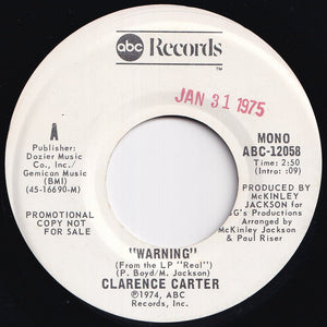 Clarence Carter - Warning (Stereo) / (Mono) (7 inch Record / Used)