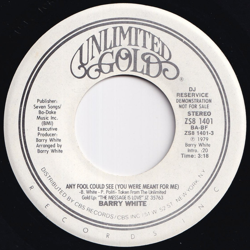 Barry White - Any Fool Could See (You Were Meant For Me) (Stereo) / (Mono) (7 inch Record / Used)