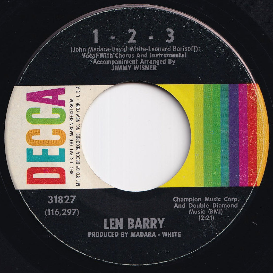 Len Barry - 1 - 2 - 3 / Bullseye (7 inch Record / Used)