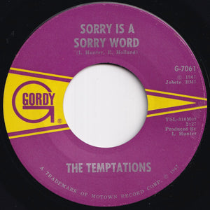 Temptations - All I Need / Sorry Is A Sorry Word (7 inch Record / Used)