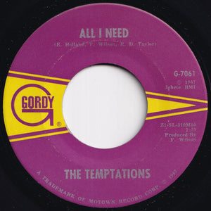 Temptations - All I Need / Sorry Is A Sorry Word (7 inch Record / Used)