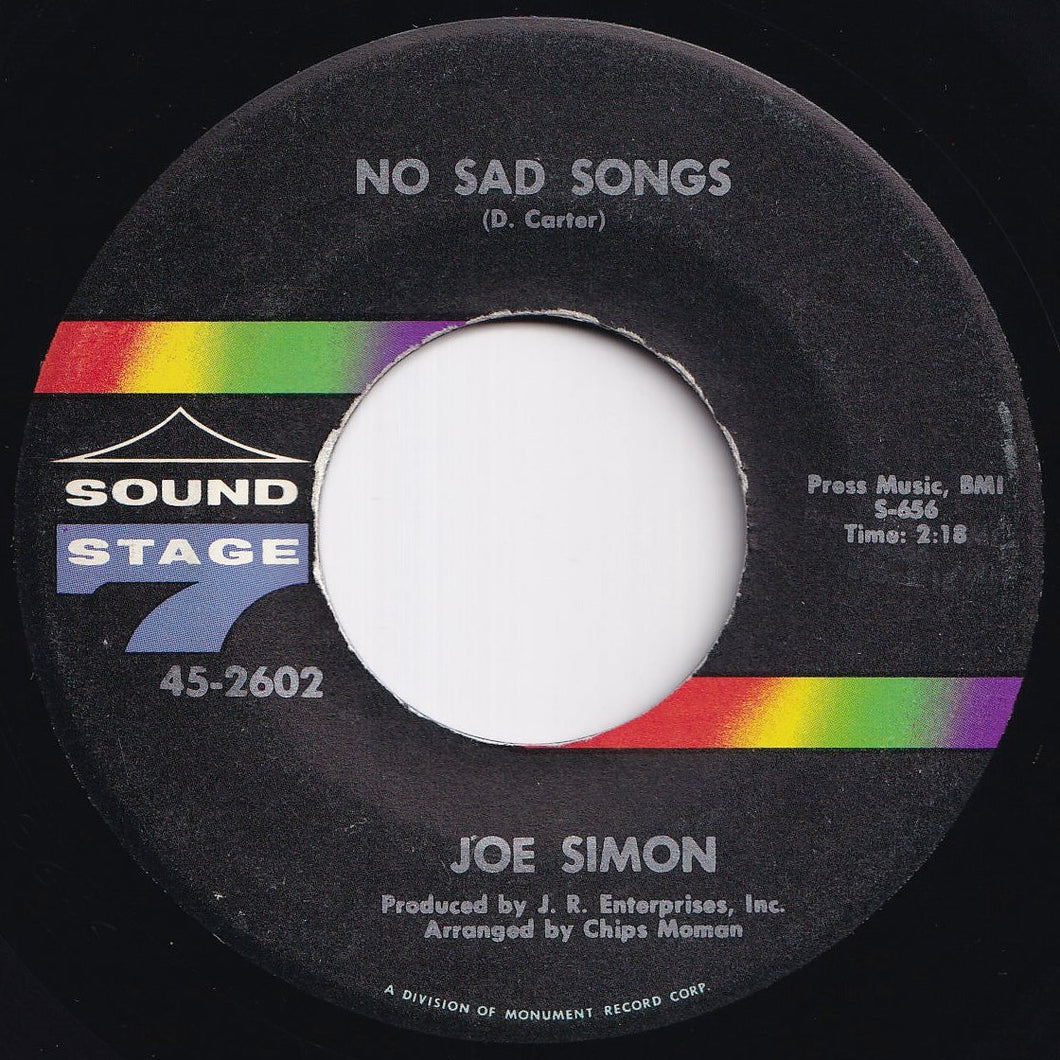 Joe Simon - No Sad Songs / Come On And Get It (7 inch Record / Used)