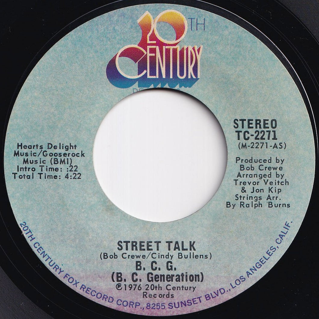 B.C.G. (B.C. Generation) - Street Talk / (Var. II) (7 inch Record / Used)