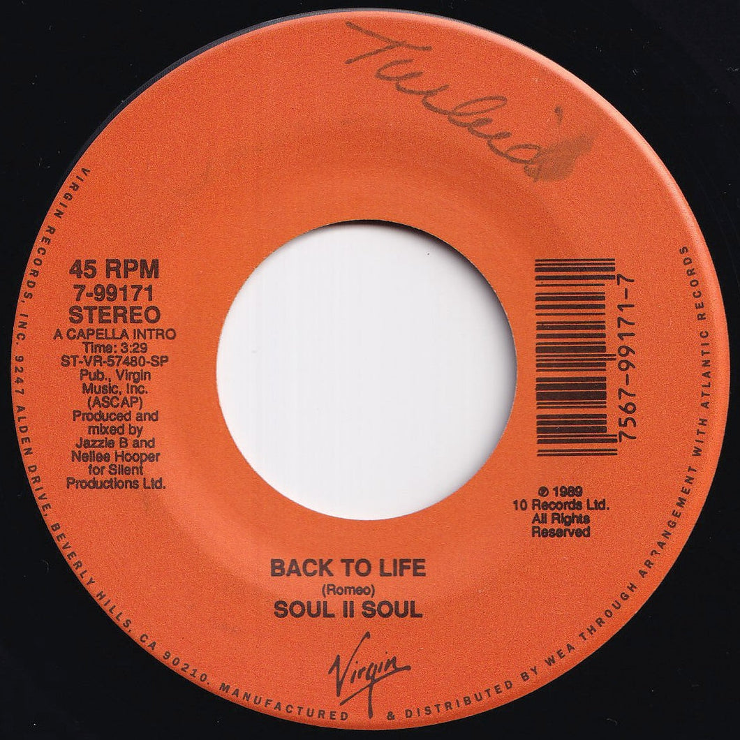 Soul II Soul - Back To Life (A Capella Intro) / (Instrumental) (7 inch Record / Used)