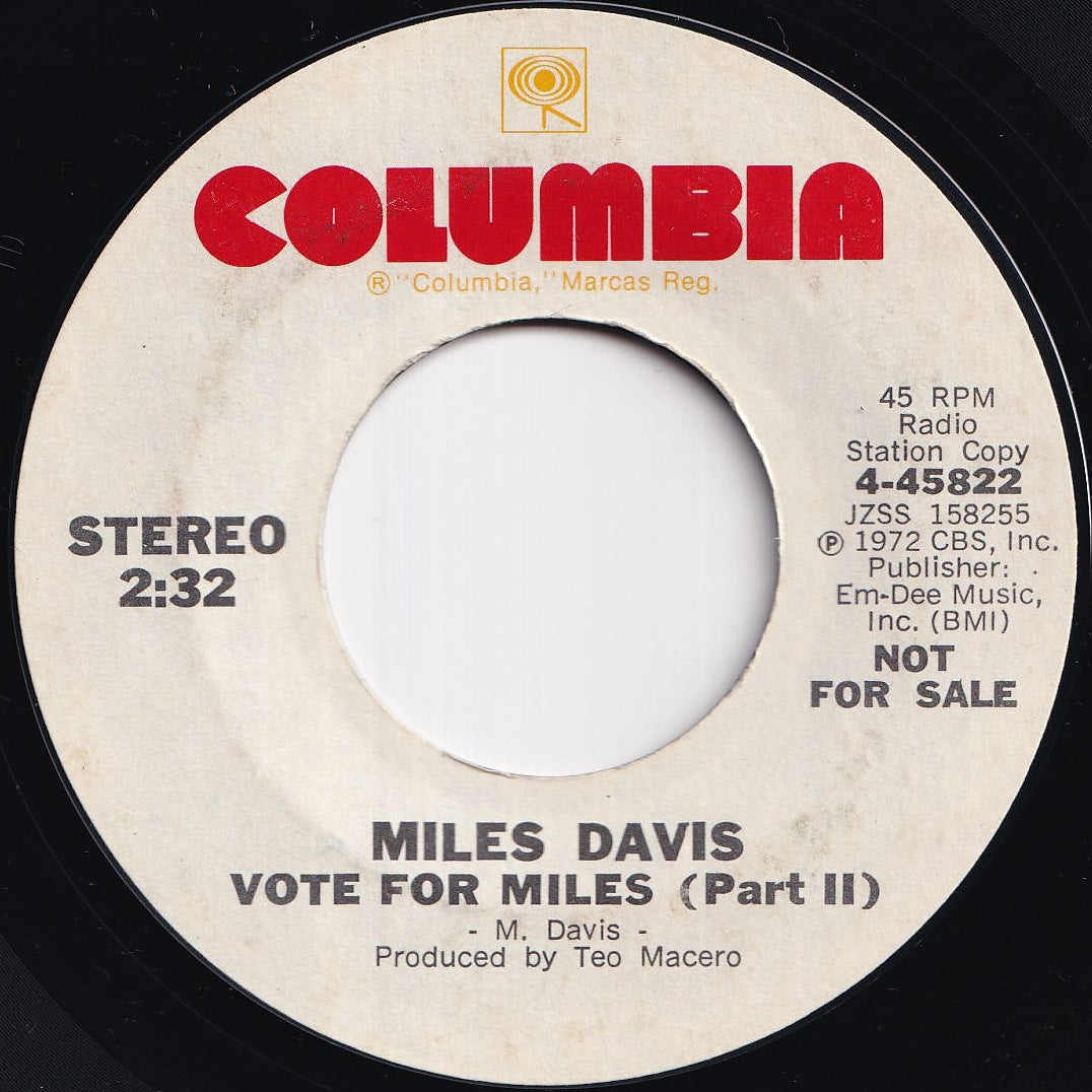 画像をギャラリービューアに読み込む, Miles Davis - Vote For Miles (Part I) / (Part II) (7 inch Record / Used)
