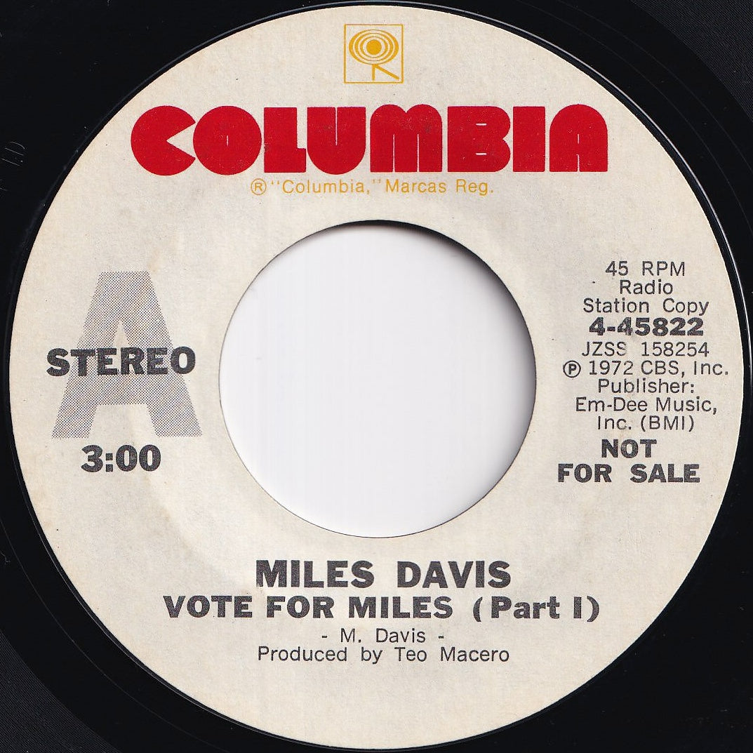 画像をギャラリービューアに読み込む, Miles Davis - Vote For Miles (Part I) / (Part II) (7 inch Record / Used)