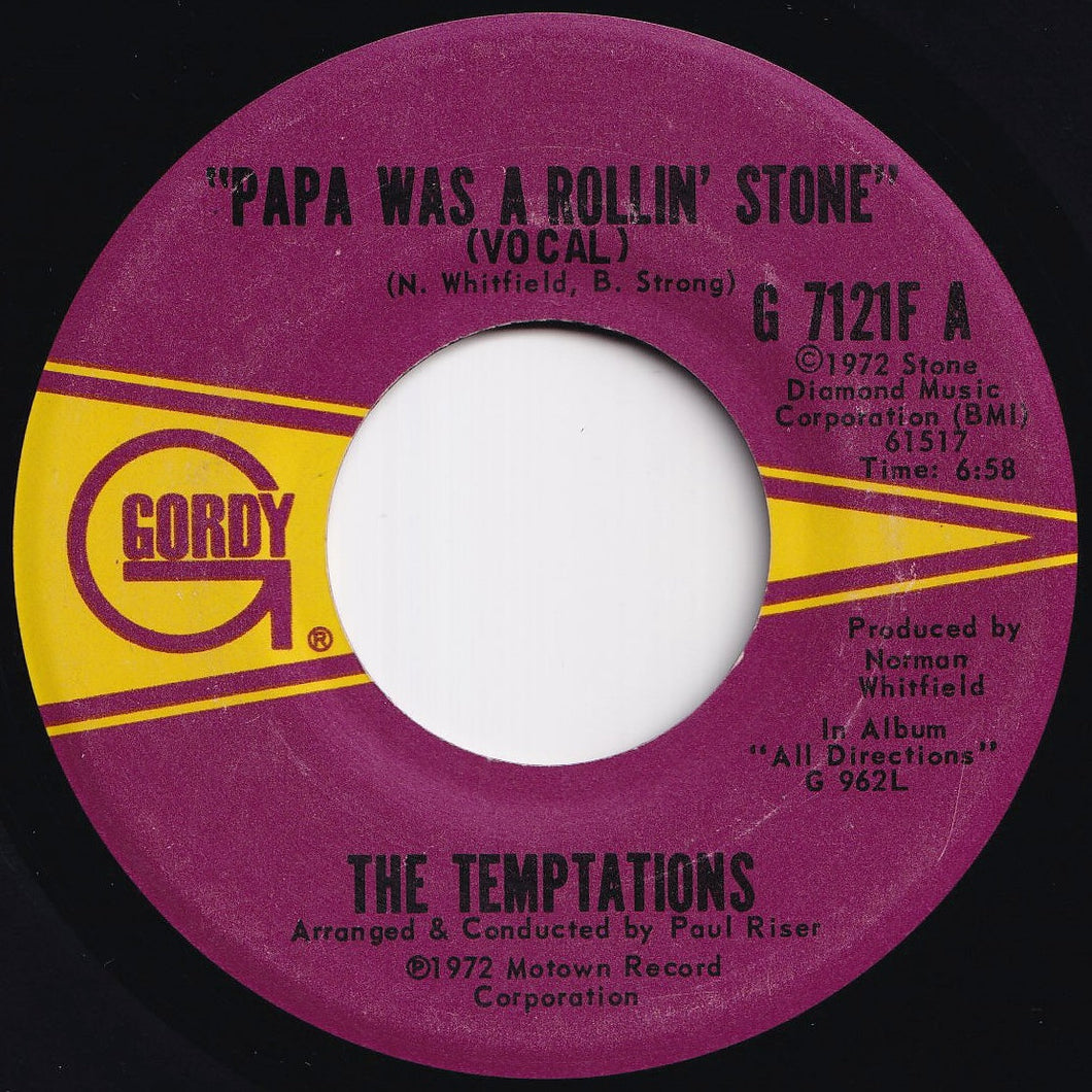 Temptations - Papa Was A Rollin' Stone / (Instrumental) (7 inch Record / Used)