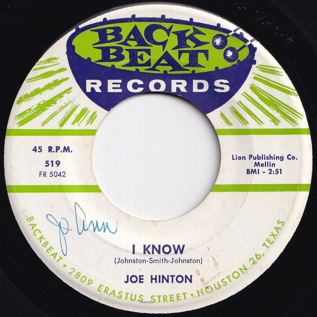 Joe Hinton - I Know / Ladder Of Prayer (7 inch Record / Used)