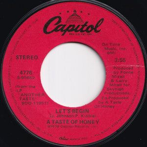 A Taste Of Honey - Race / Let's Begin (7 inch Record / Used)