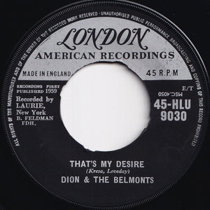 Dion & The Belmonts - Where Or When / That's My Desire (7 inch Record / Used)