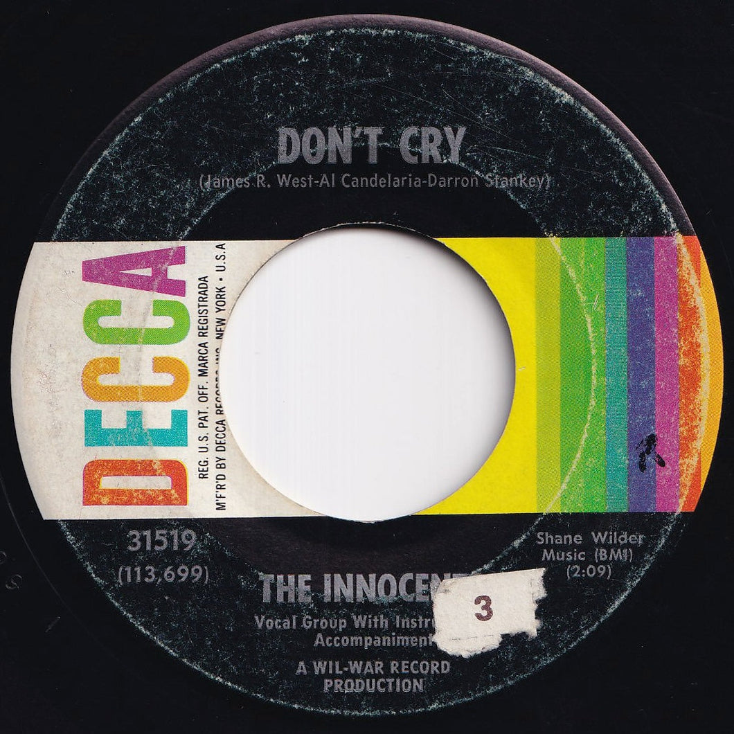 Innocents - Don't Cry / Come On Lover (7 inch Record / Used)