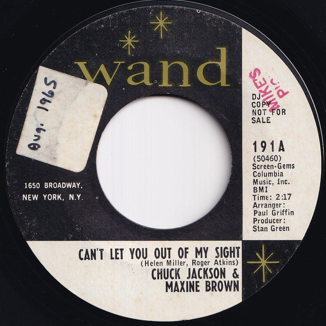 Chuck Jackson, Maxine Brown - Can't Let You Out Of My Sight / Don't Go (7 inch Record / Used)