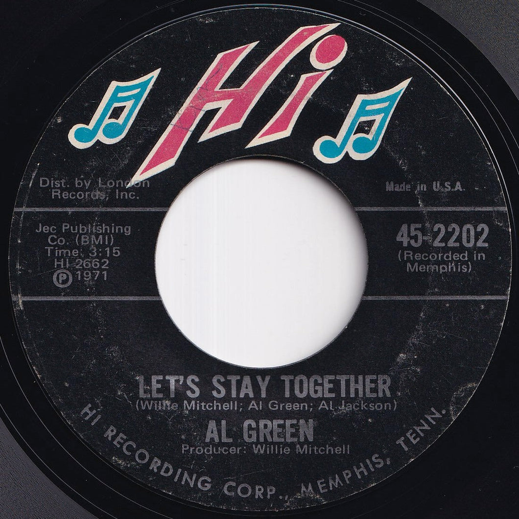 Al Green - Let's Stay Together / Tomorrow's Dream (7 inch Record / Used)