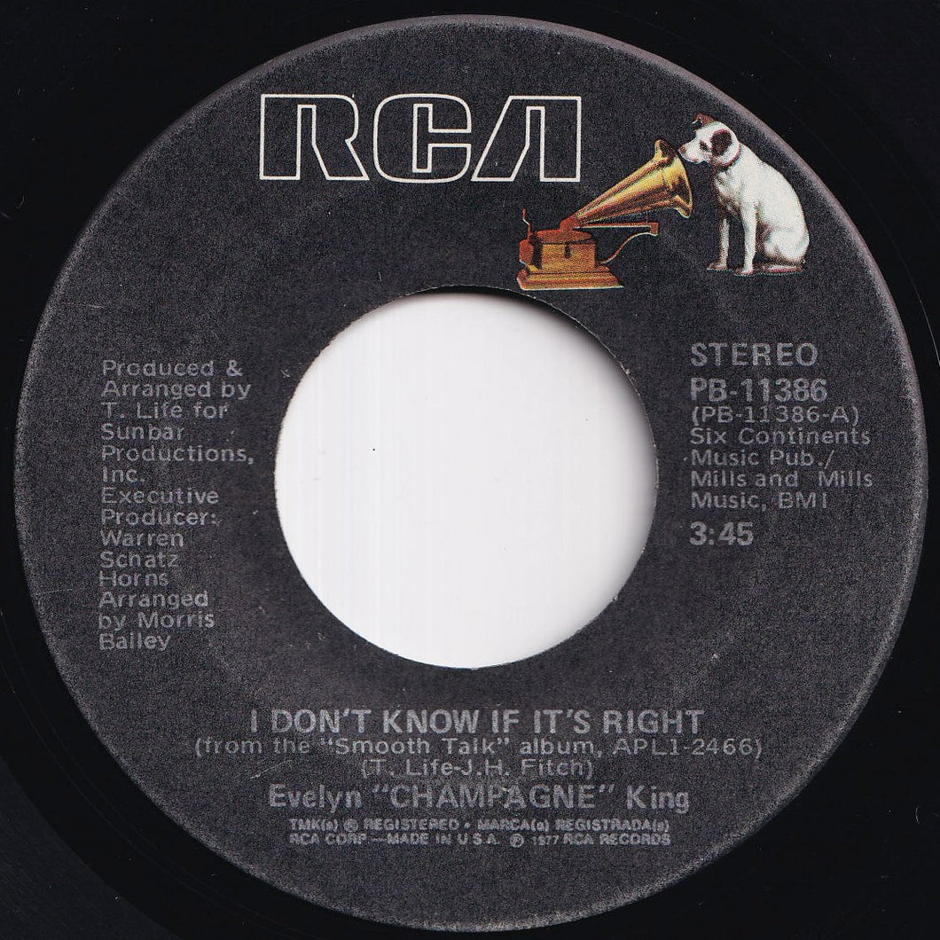 Evelyn Champagne King - I Don't Know If It's Right / We're Going To A Party (7 inch Record / Used)
