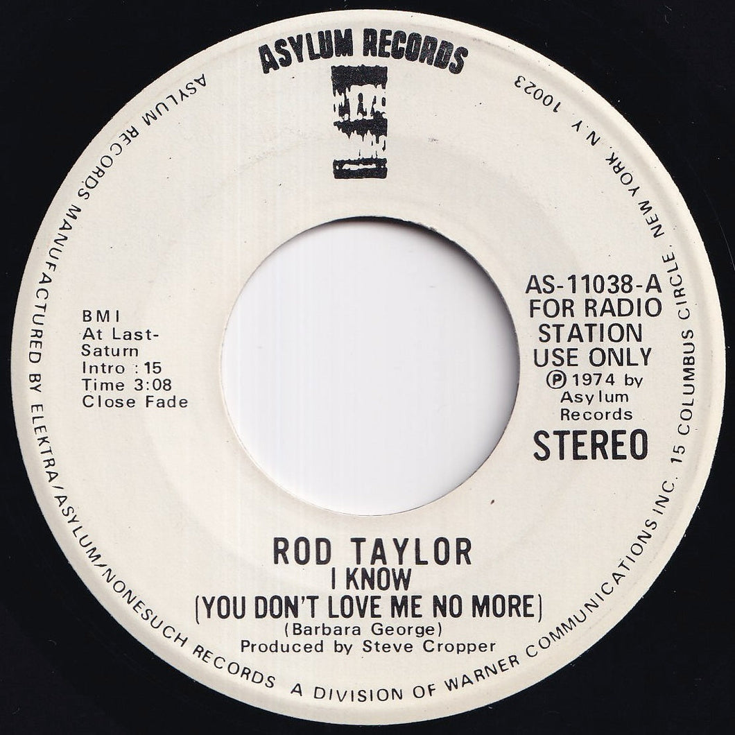 Rod Taylor - I Know (You Don't Love Me No More) (Stereo) / (Mono) (7 inch Record / Used)