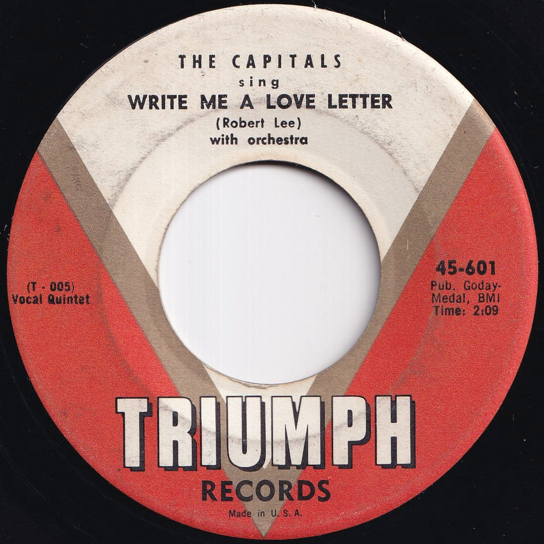 Capitals - Write Me A Love Letter / Three O'Clock Rock (7 inch Record / Used)