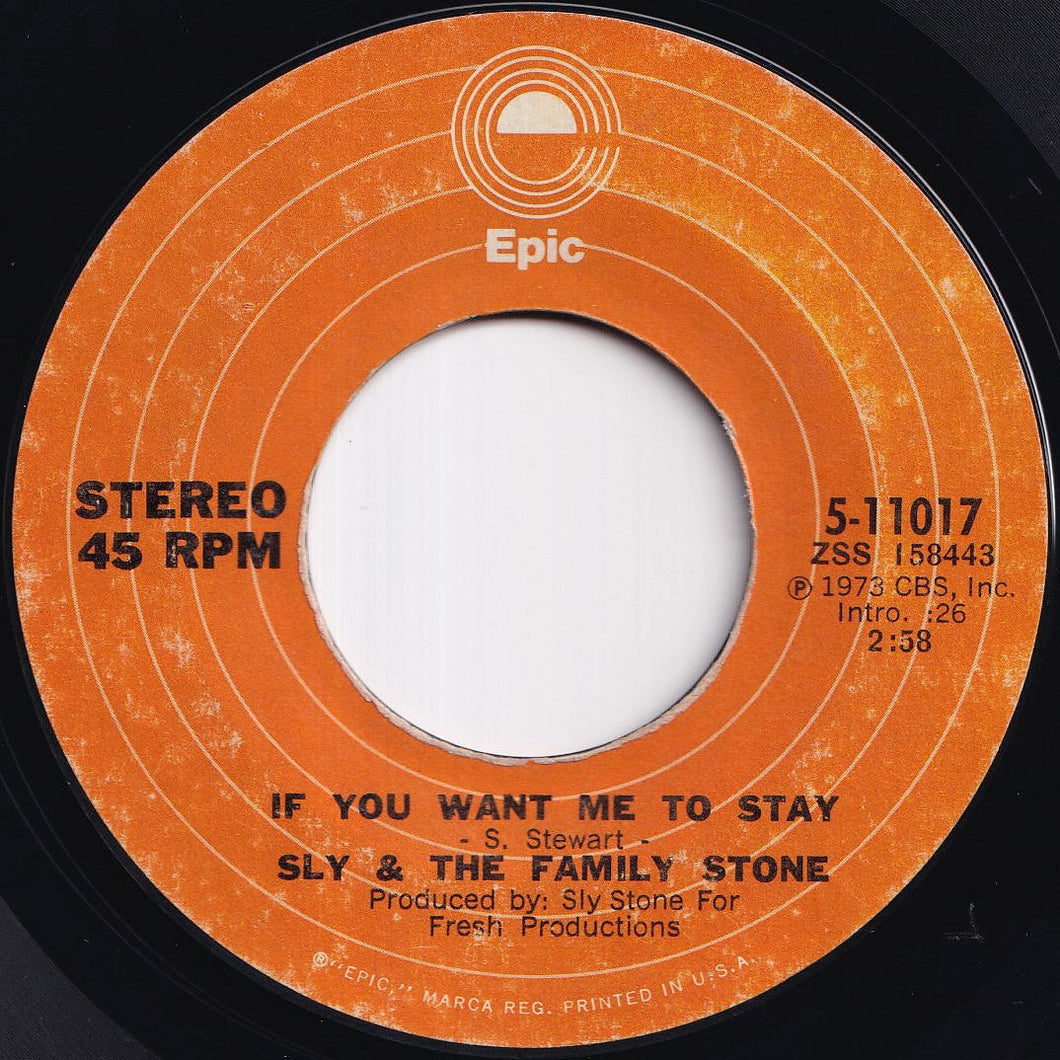 Sly & The Family Stone - If You Want Me To Stay / Babies Makin' Babies (7 inch Record / Used)