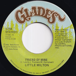 Little Milton - Friend Of Mine / (Instrumental) (7 inch Record / Used)