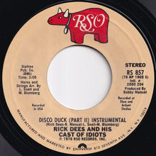 画像をギャラリービューアに読み込む, Rick Dees &amp; His Cast Of Idiots - Disco Duck (Part 1) / (Part 2) (Instrumental) (7 inch Record / Used)
