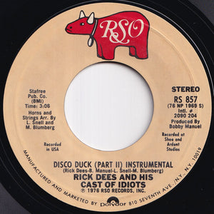 Rick Dees & His Cast Of Idiots - Disco Duck (Part 1) / (Part 2) (Instrumental) (7 inch Record / Used)