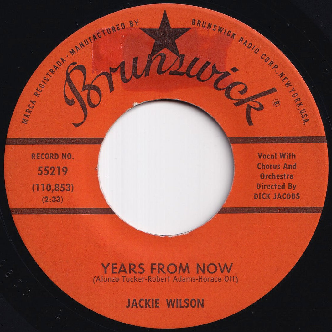 Jackie Wilson - Years From Now / You Don't Know What It Means (7 inch Record / Used)